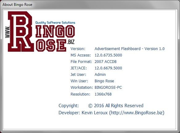 About Bingo Rose splash screen